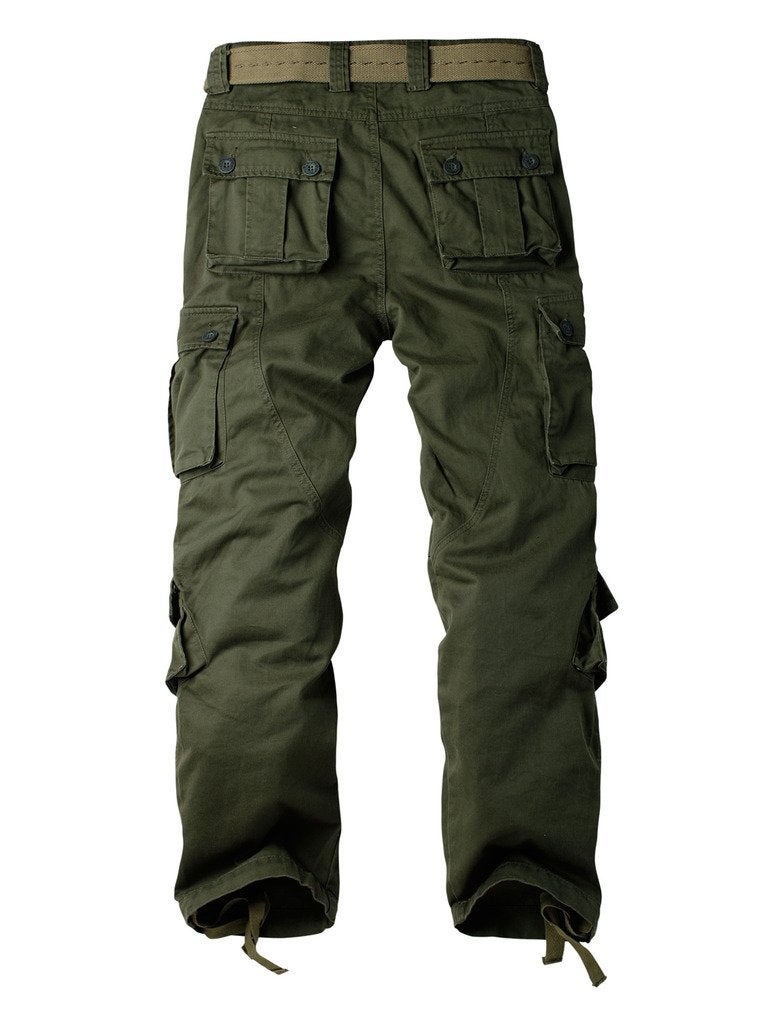 AKARMY Men's Camo Cargo Work Pants Cotton Military Army Casual Tactical Wild Combat Pants with 8 Pockets Green 32x32 - Image 2